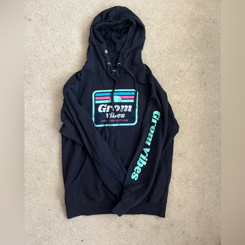 Black Sweatshirt with Turquoise Accents
